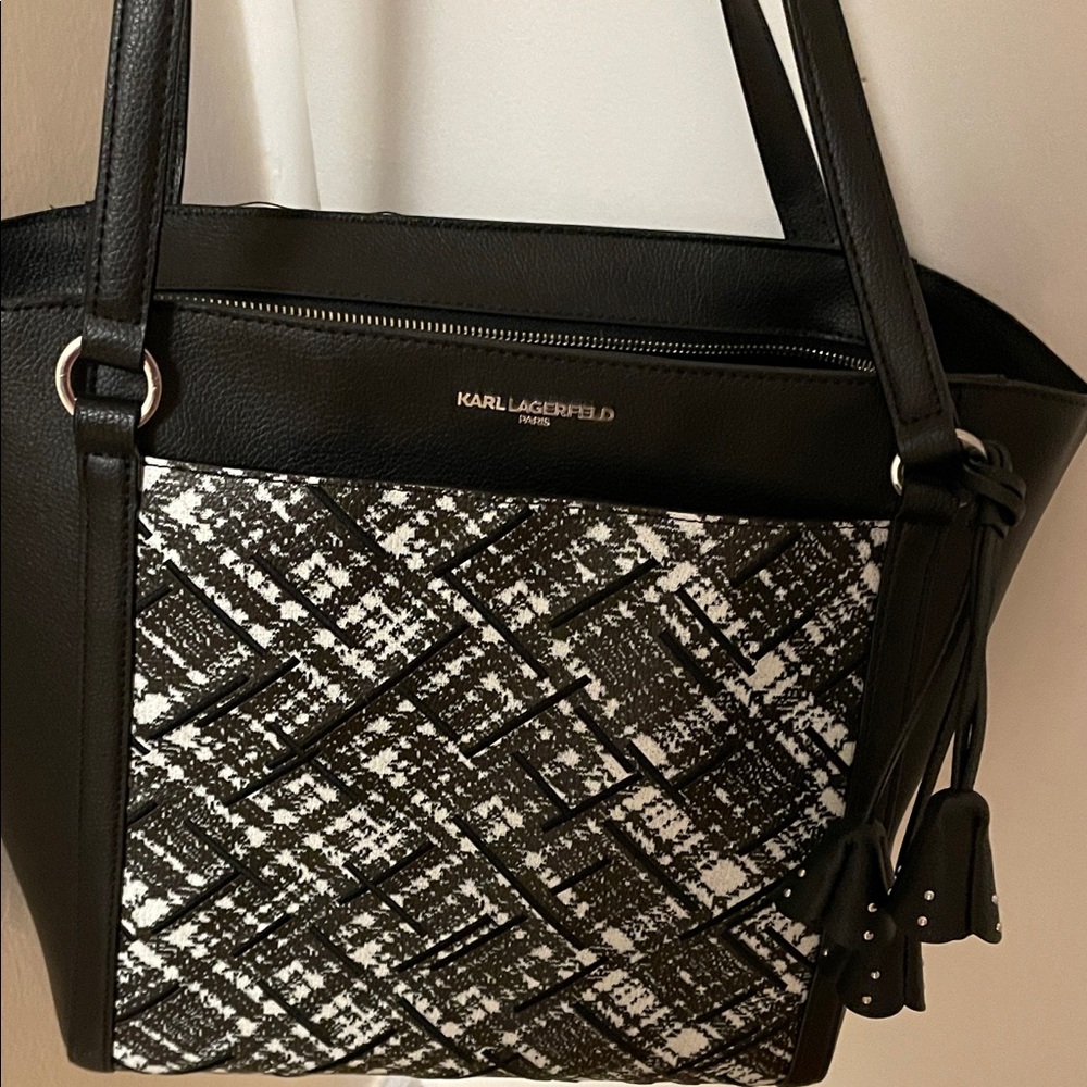 Karl Lagerfeld Black and White Tote Bag